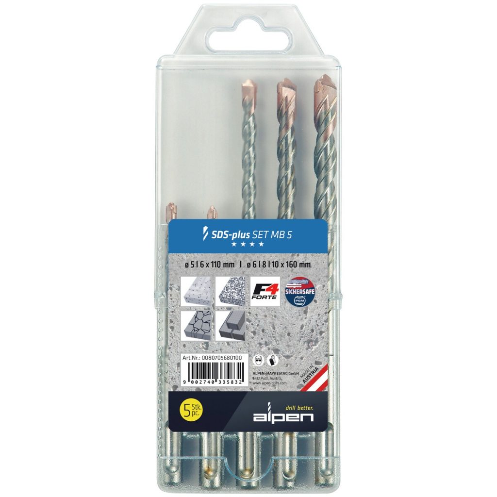 Urbju komplekts 5-10mm 5 gab. f4 priekšte sds-plus