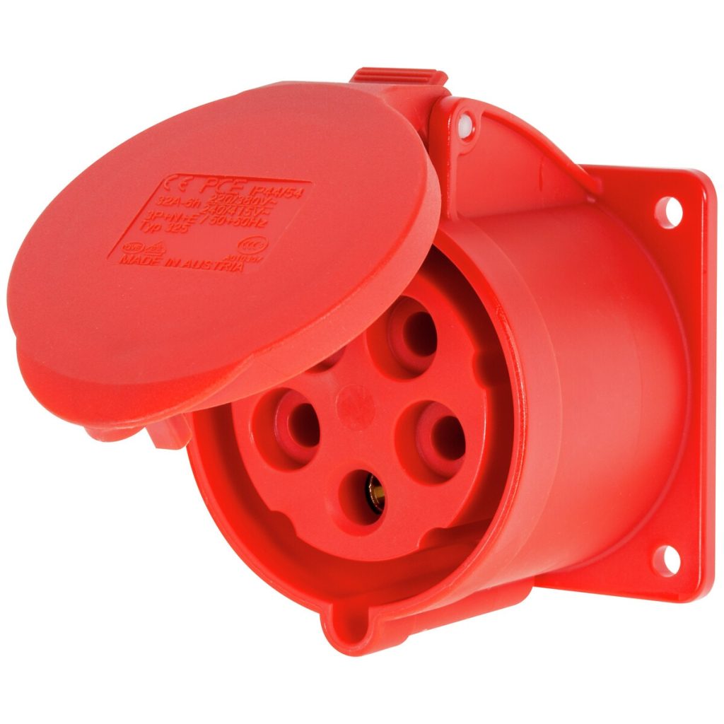 Uz paneļa montējama kontaktligzda cee 32a 400v ip44/ip54