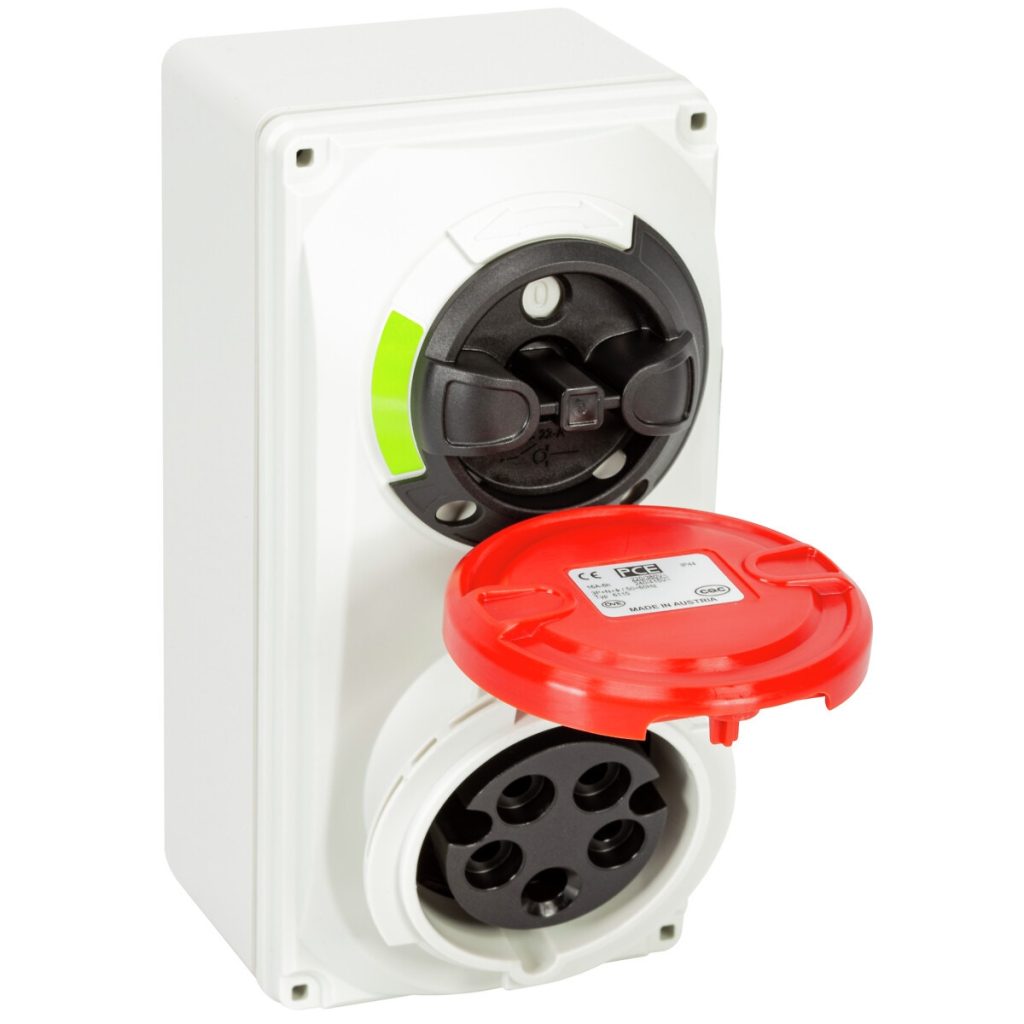 Kontaktligzda ar slēdzis 16a/400 cee 5-pin ip44