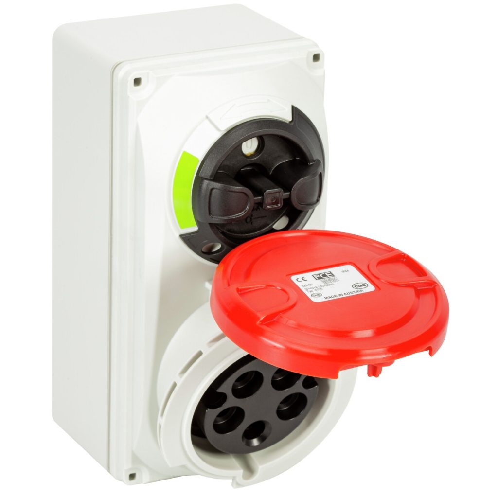 Kontaktligzda ar slēdzis 32a/400 cee 5-pin ip44