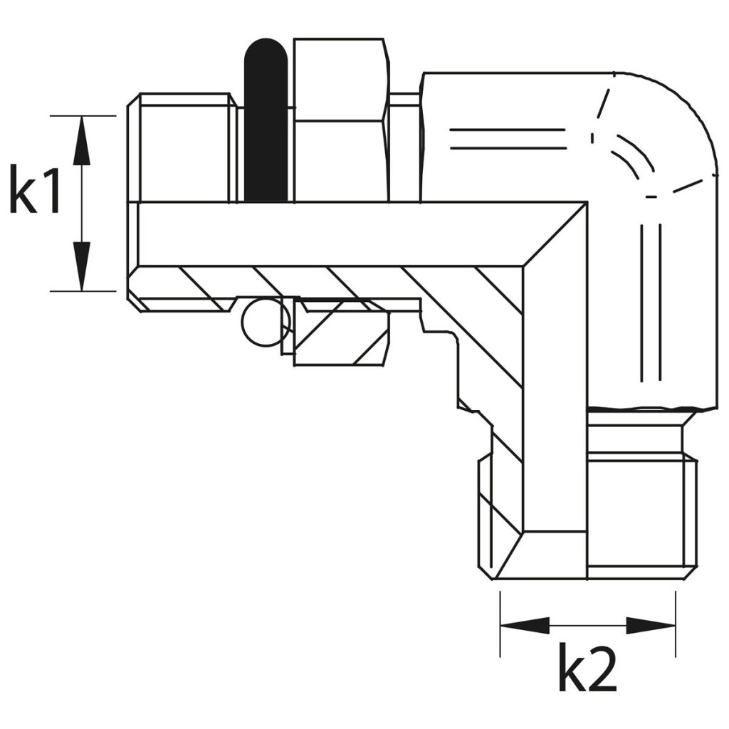 Regulējams bsp 3/8 90 ārējais elkonis