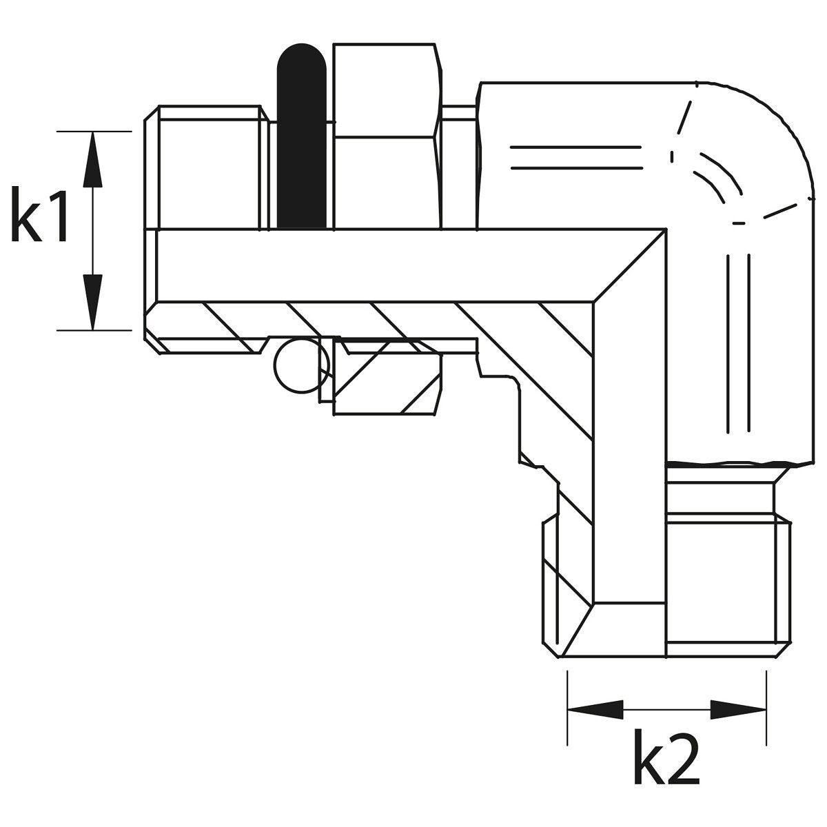 Regulējams bsp 3/8 90 ārējais elkonis