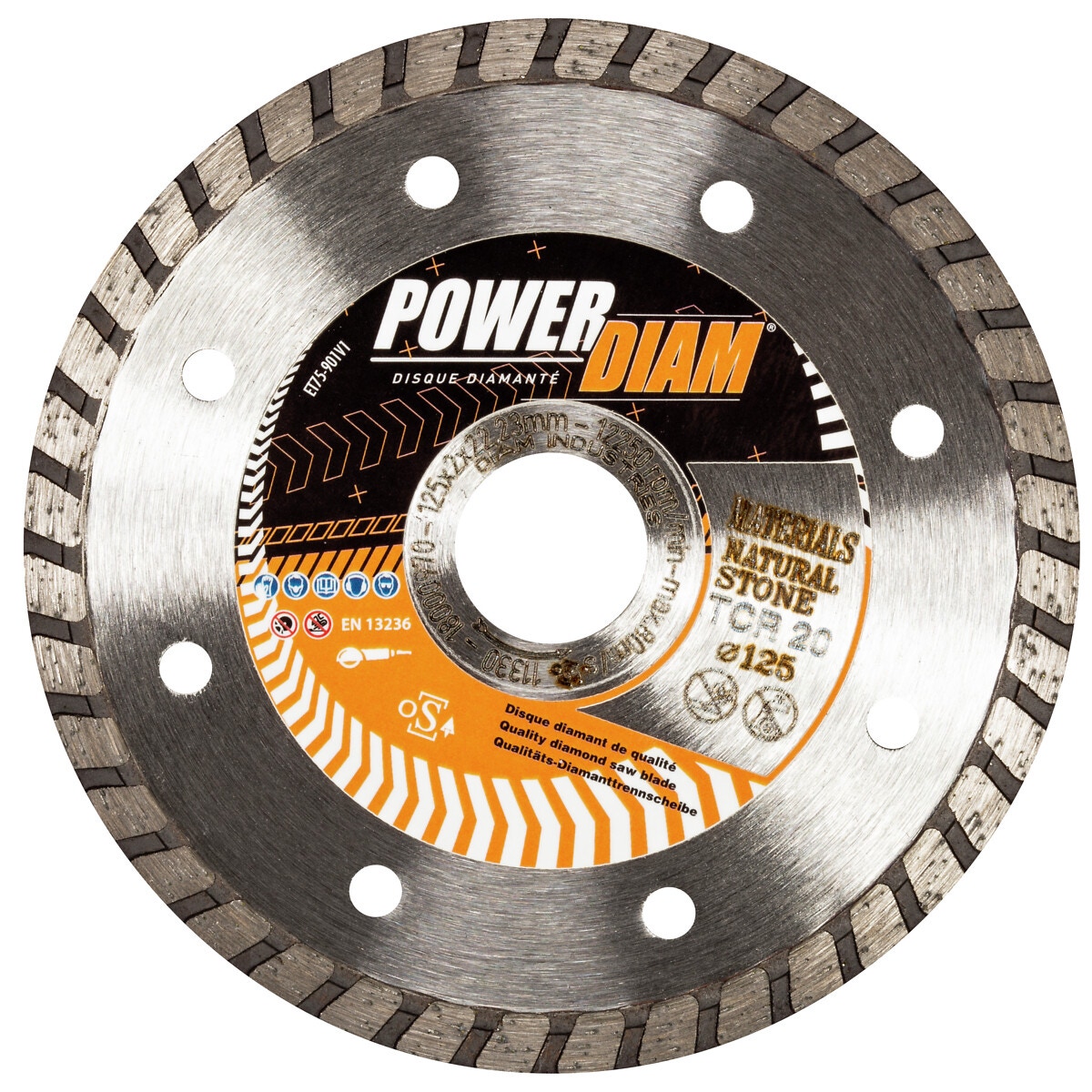 Dimanta asmens asmens 125×22,2 mm turbo