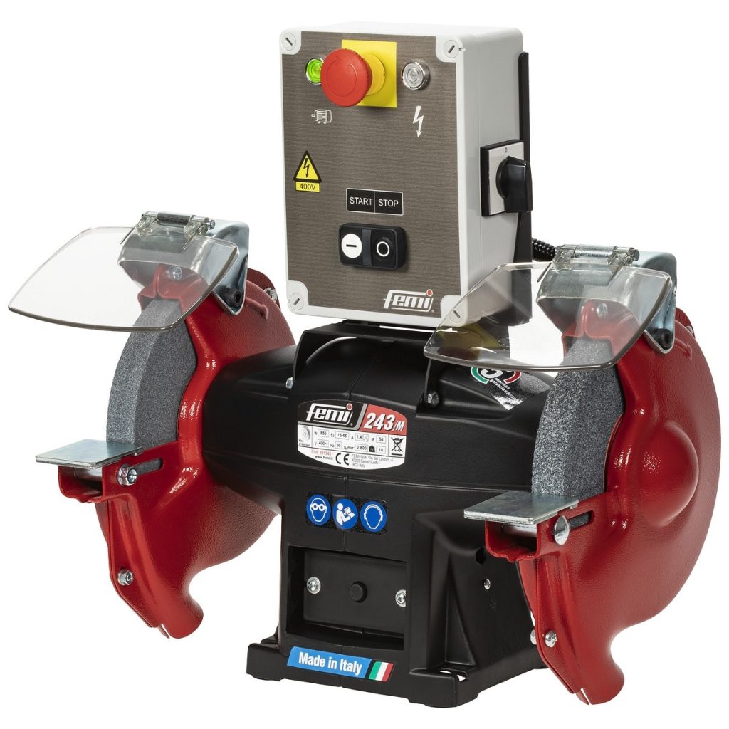 Galda slīpmašīna 200 mm 400 V ar elektrisko bremzi