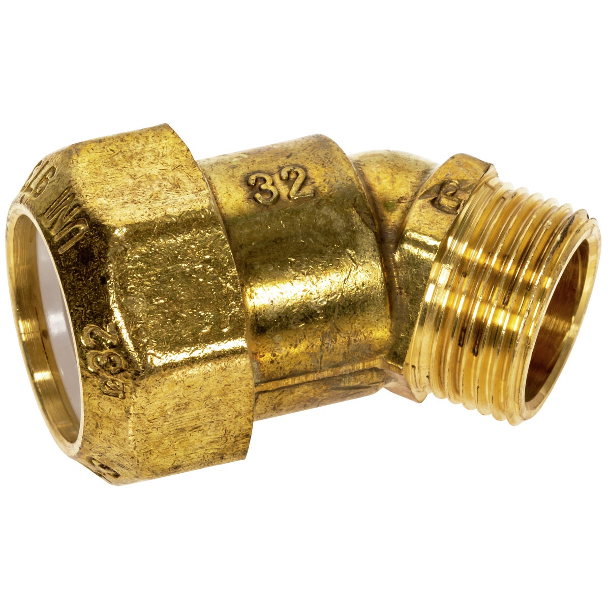Kolens 3/4″- 25mm ārējais 45° misiņš, plastmasa, tērauds
