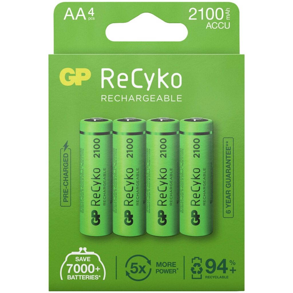 Uzlādējama baterija 1,2v aa 2100mah recyko 4gab.