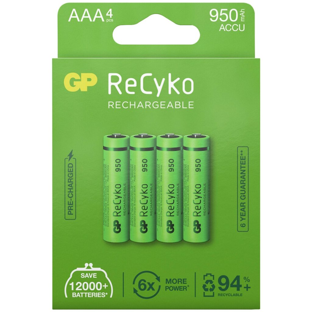Uzlādējama baterija 1,2v aaa 950mah recyko 4gab.