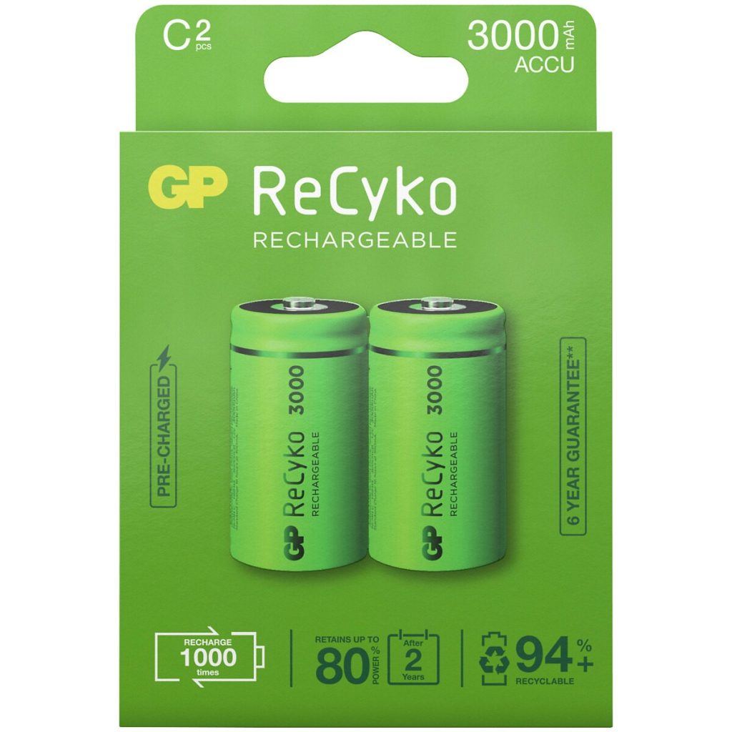 Uzlādējama baterija 1,2v c 3000mah recyko 2gab.