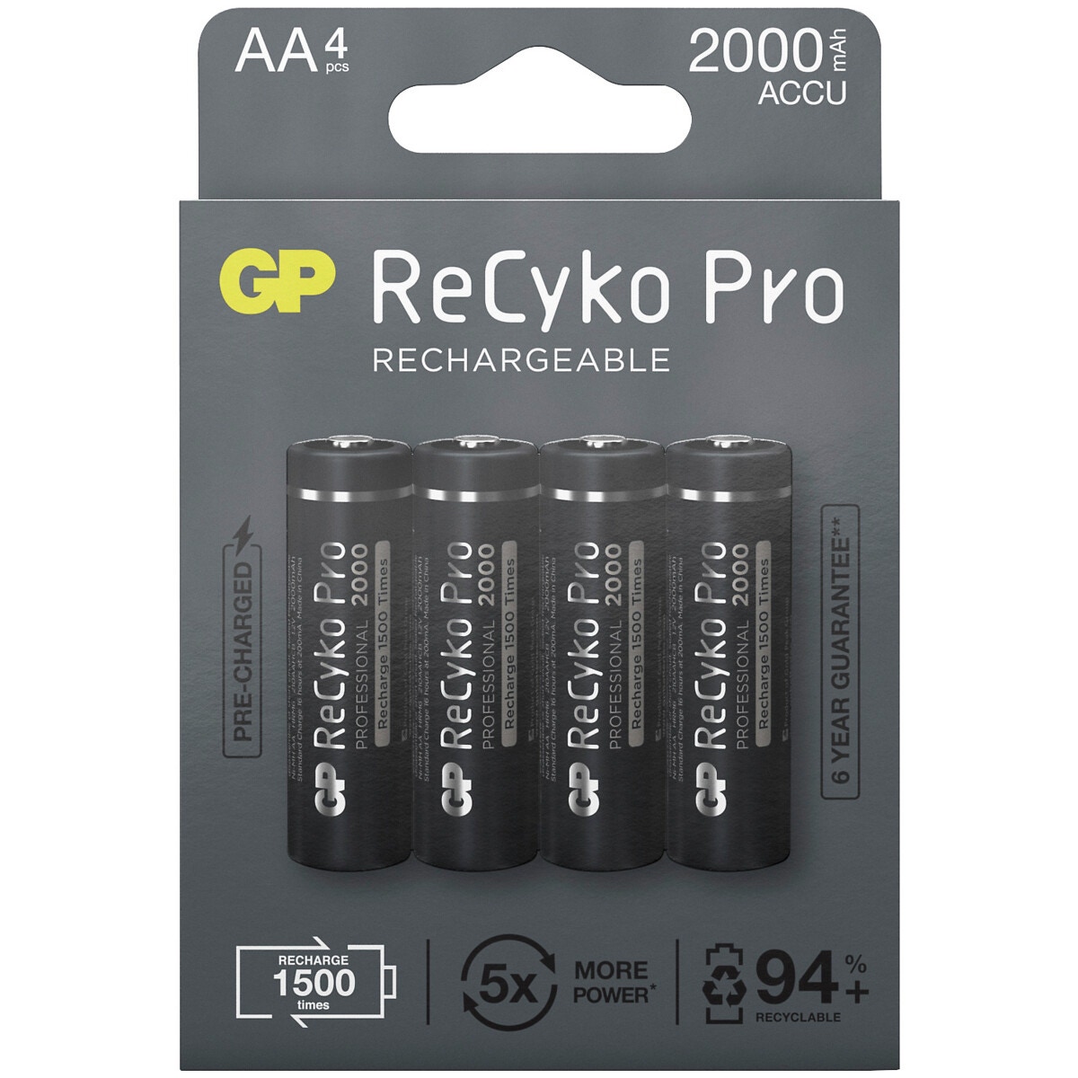 Uzlādējama baterija 1,2v aa 2000mah recyko pro 4p