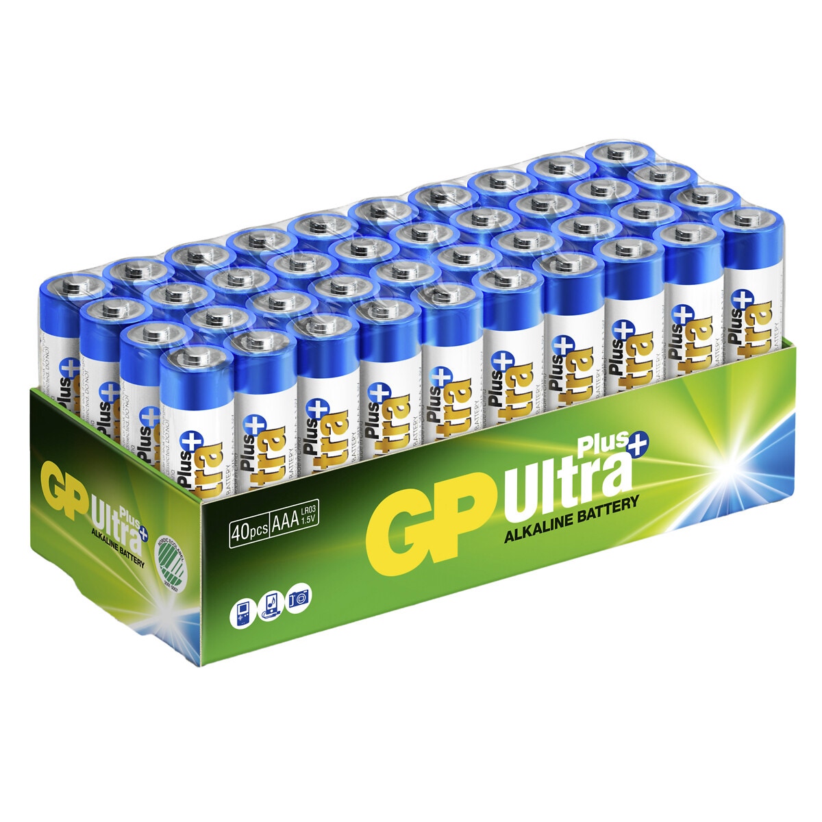 Gp ultra plus sārmains aaa-baterija lr03 40 gab. iepakojumā