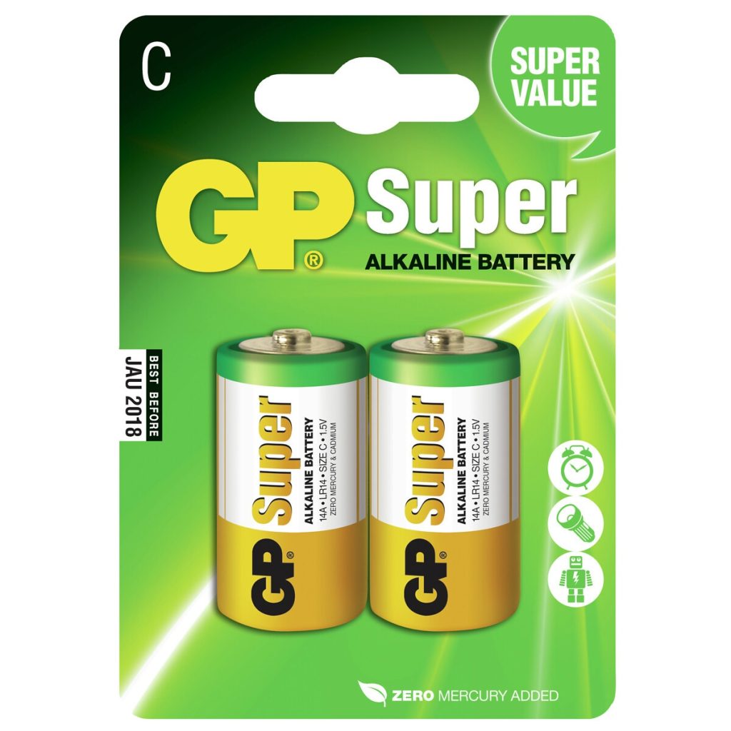 Baterija 1,5v c/lr14 super alkaline 2 gab.
