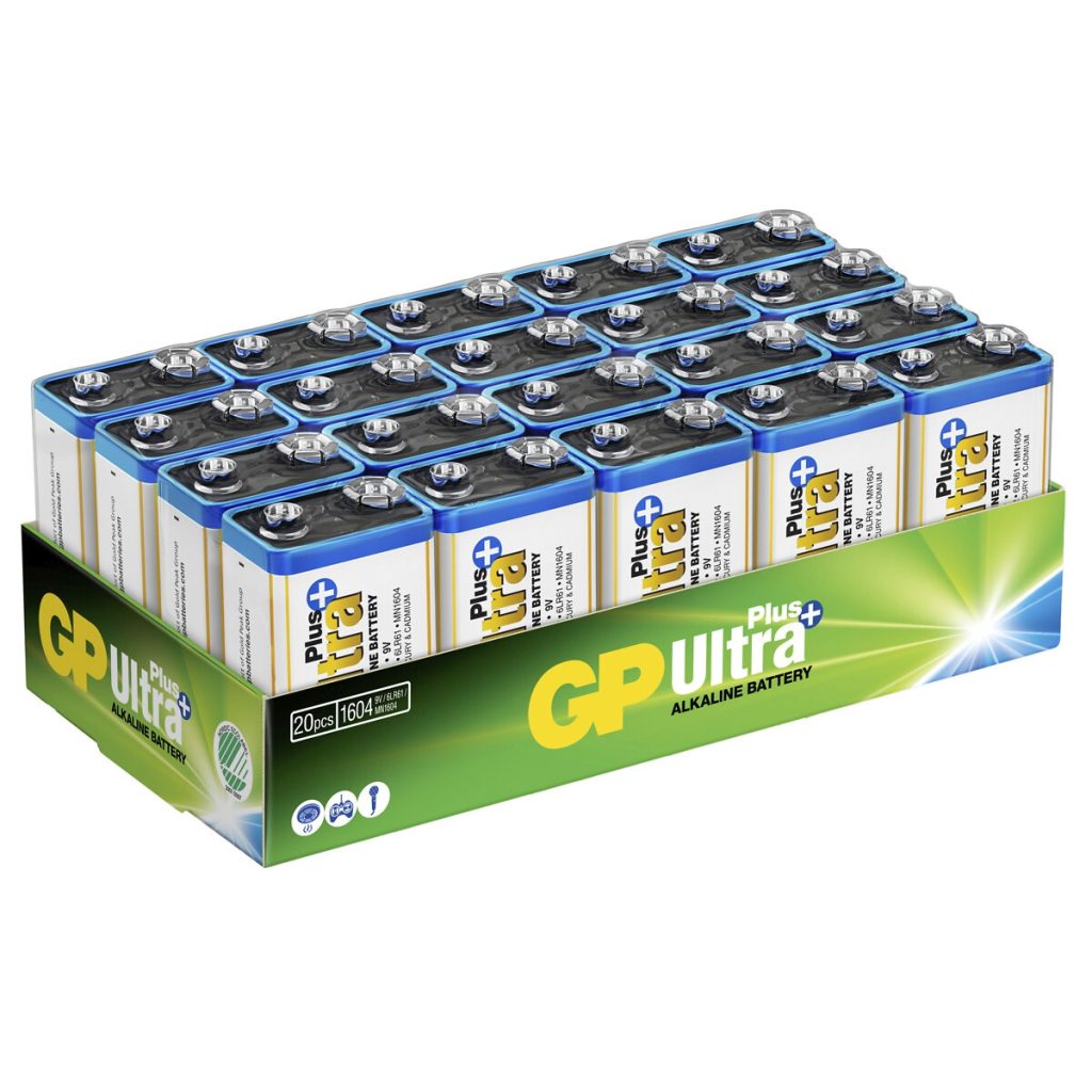 Gp ultra plus sārmainais 9v-baterija 6lf22 20 gab.
