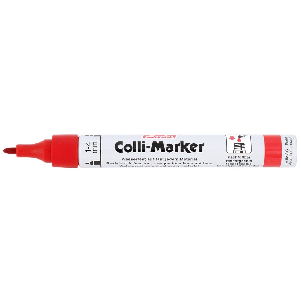 PASTĀVĪGAIS MARĶIERIS SARKANS 1-4 MM AR APAĻU GALU