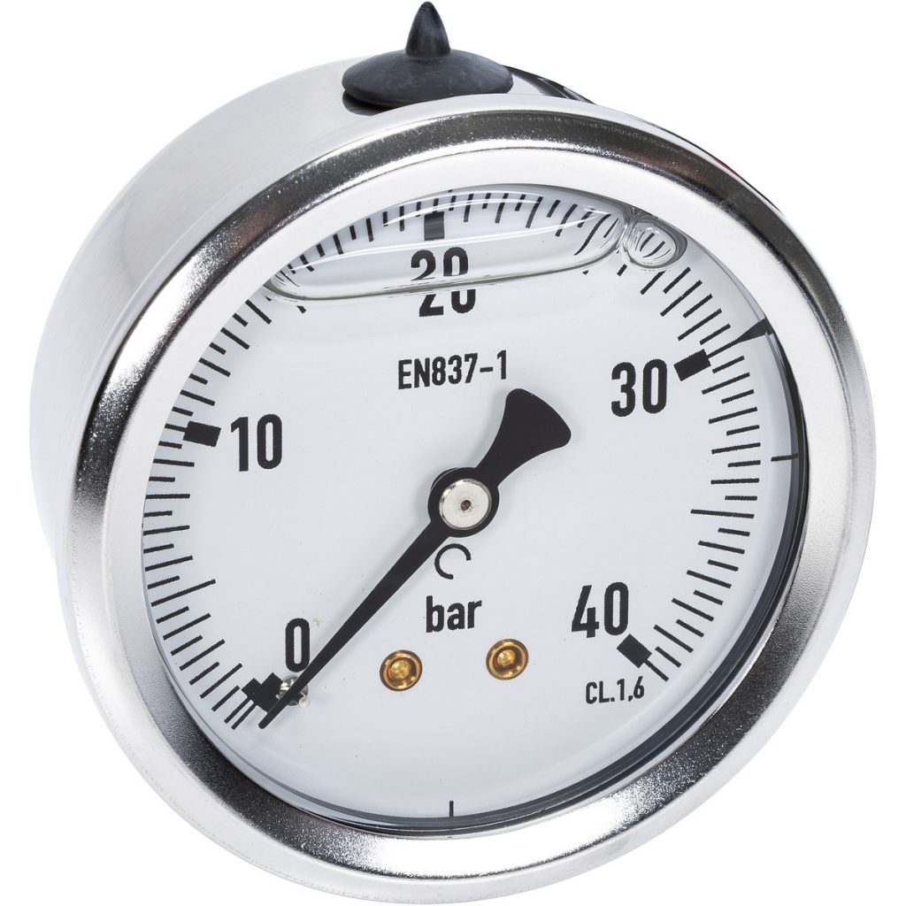 SPIEDIENA MĒRĪTĀJS 40BAR 63 MM 1/4 1/4 AIZMUGURĒJĀ MONTĀŽA