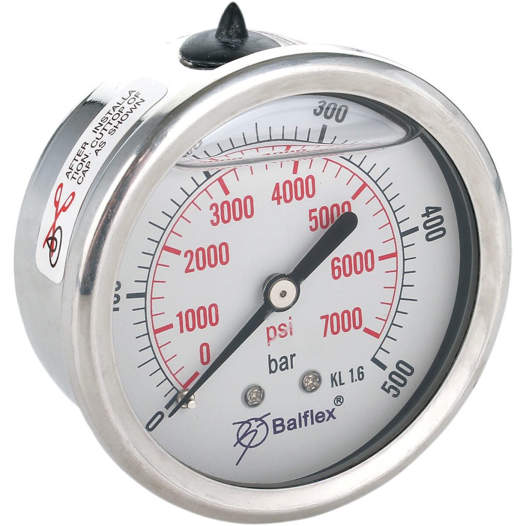 Spiediena mērītājs 500bar 63 mm 1/4 aizmugurējā montāža