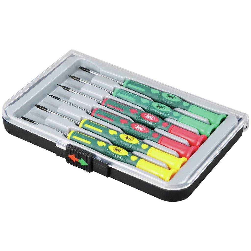 SKRŪVGRIEŽU KOMPLEKTS MINI 6GAB PLASTMASAS KASTĒ