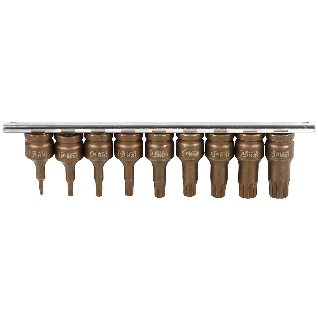 TRĪSKĀRŠO KVADRĀTVEIDA UZGAĻU KOMPLEKTS 1/2" XZN M4-M18 9 GAB.