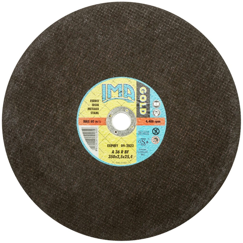 Griešanas ripa 350×2,5×25,4 mm zelta krāsā