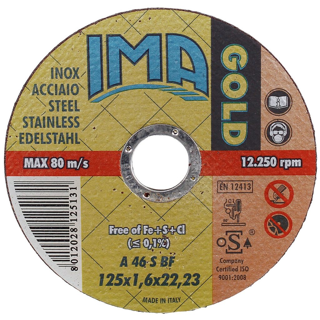 Griešanas ripa 125×1,6×22,2 mm zelta inox