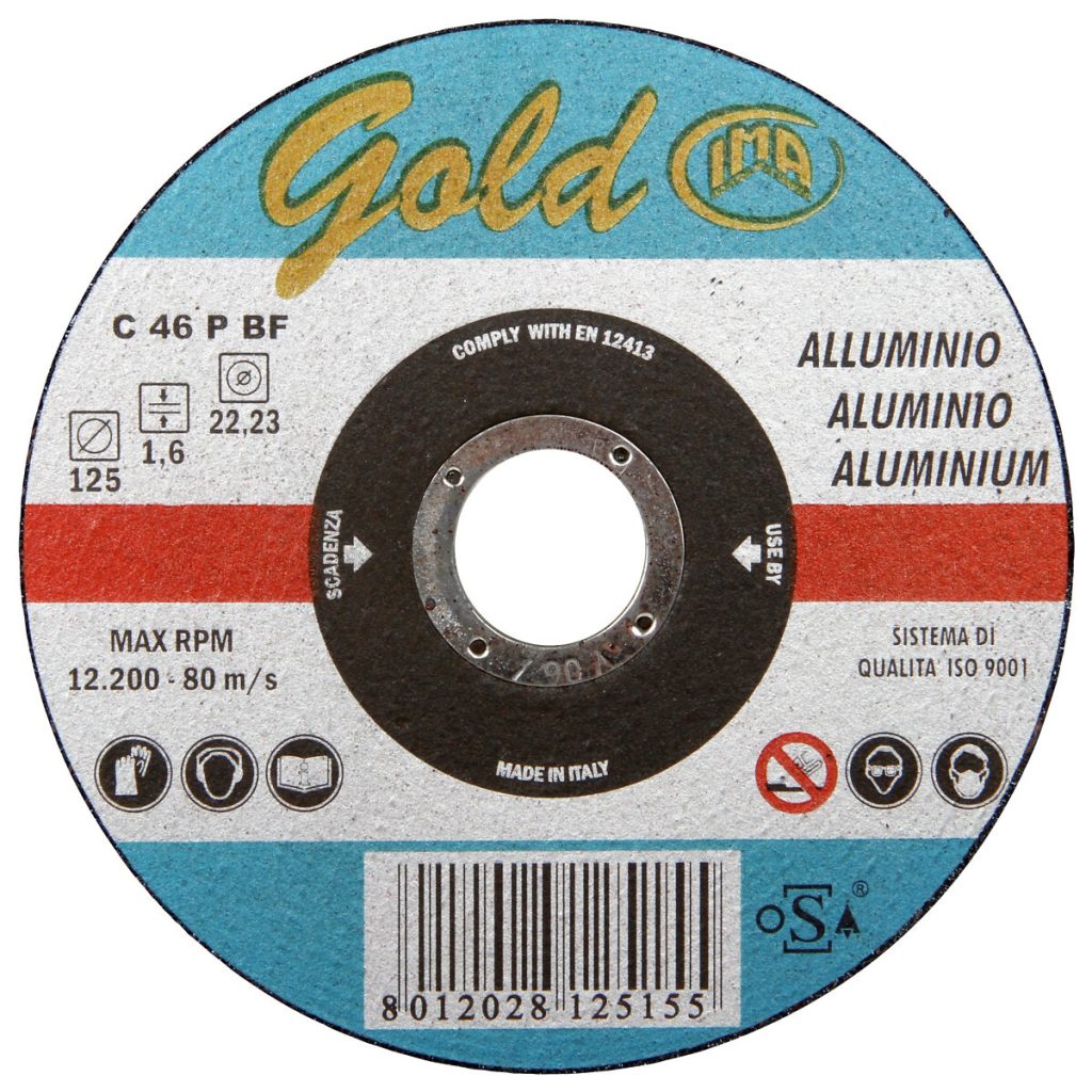 Griešanas ripa 125×1,6×22,2 mm zelta alu