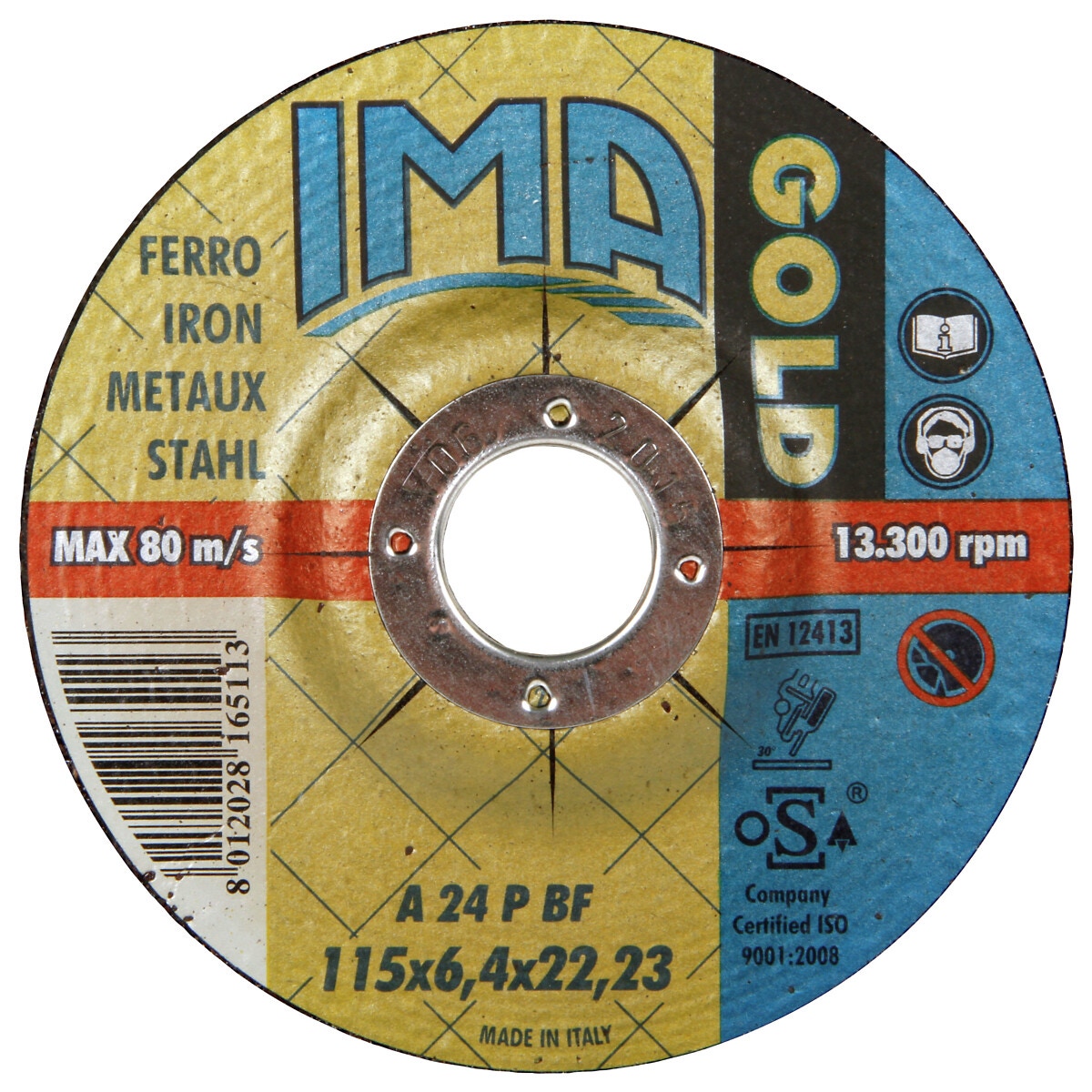 Slīpēšanas disks 115×6,4×22,2 mm zelta krāsā