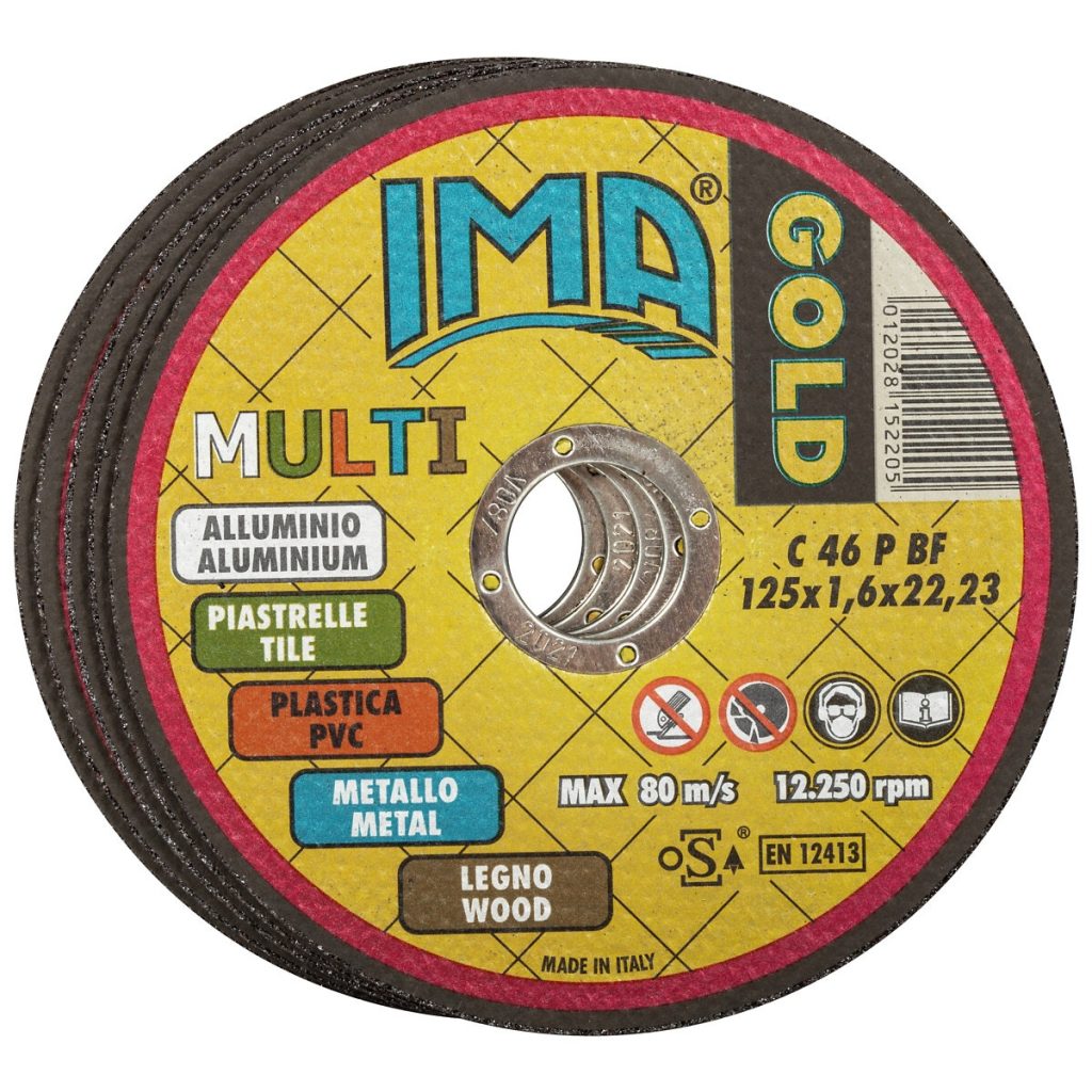 Griešanas ripa 125×1,6×22,2mm zelta multi 5 gab.