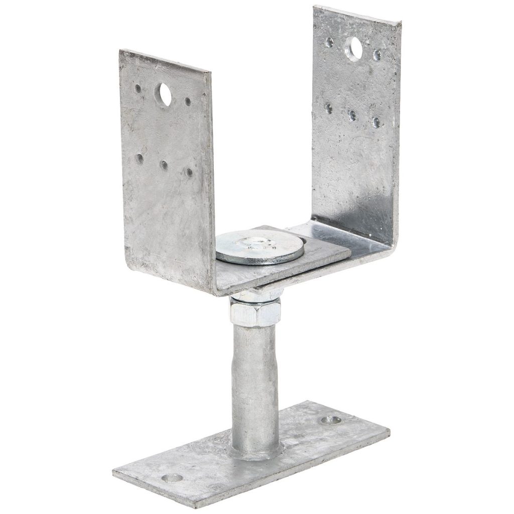 Regulējama statņa pamatne 105–160 × 80 mm, ar balsta plāksni
