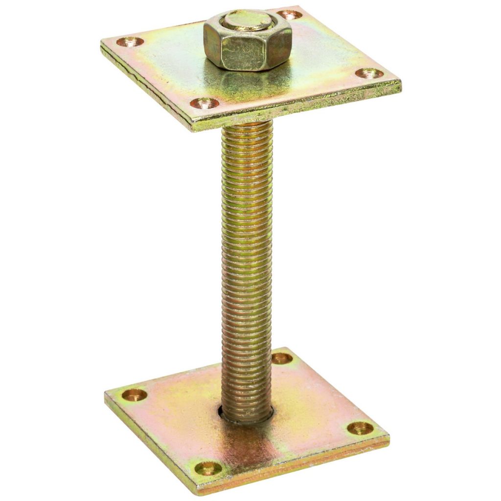 Regulējama staba pamatne M24, 100 × 100 mm, 200 mm augstums
