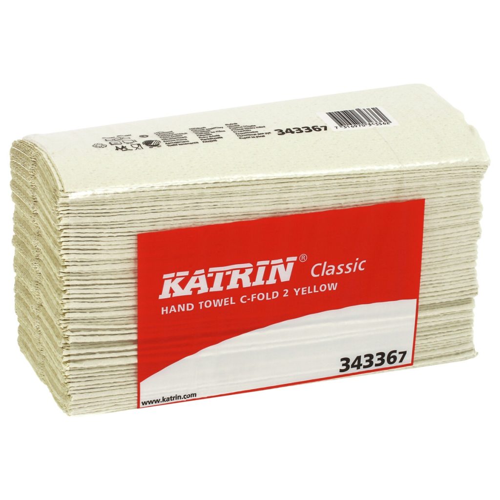 Roku dvieļu c-fold 2-diegu dvieļu dvieļi dzeltens