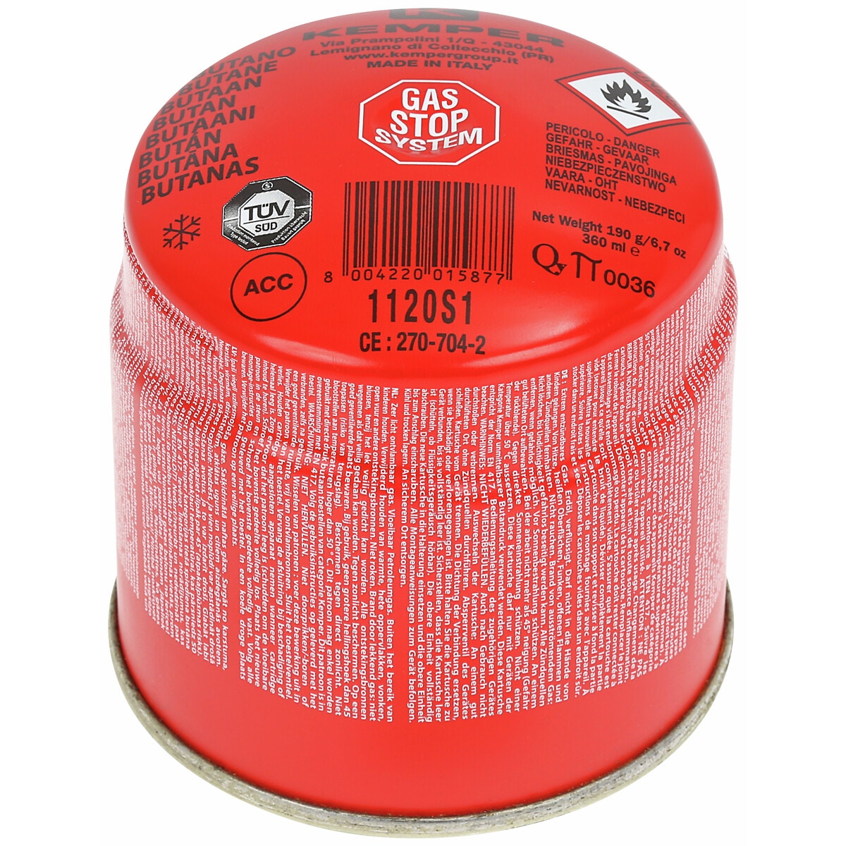 Gāzes kasetne 190 g gāzes aizbāzni