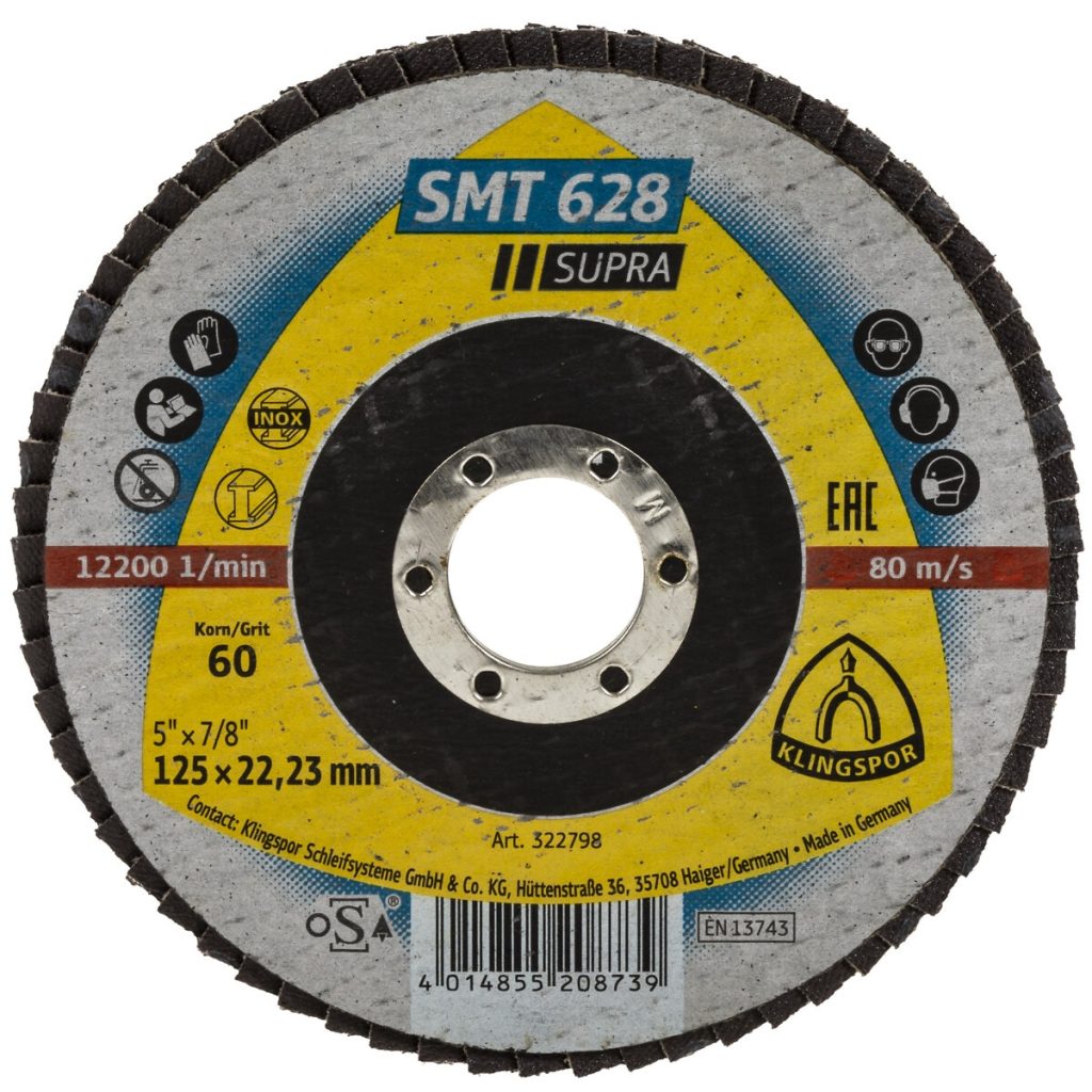 Lāpstiņdisks 125 mm g60 smt628 plakans