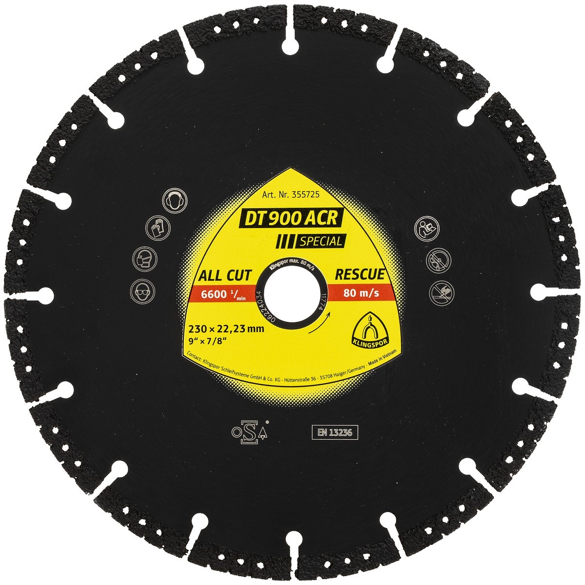 DIMANTA ASMENS 230X3,1X22,23 DT 900 ACR