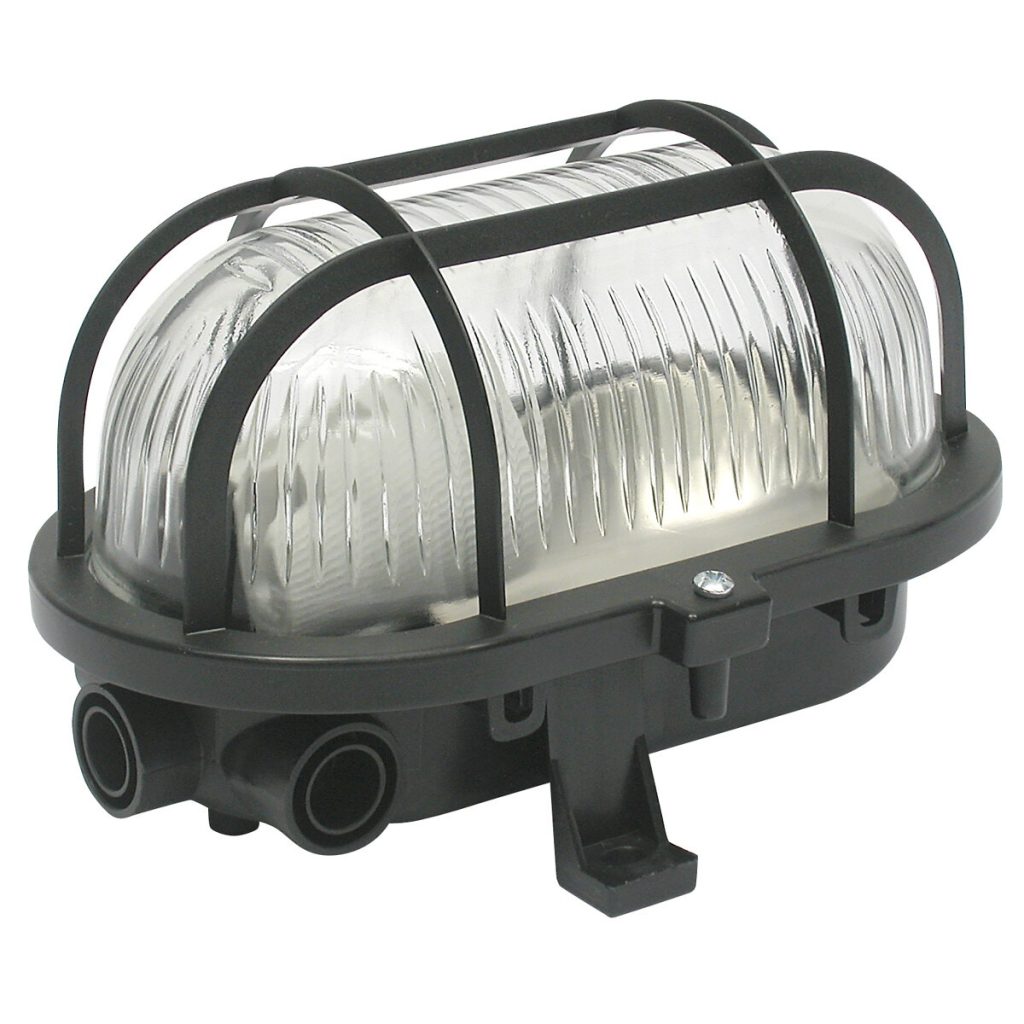 Lampa plastmasas režģis 60w ip44 e27 melns