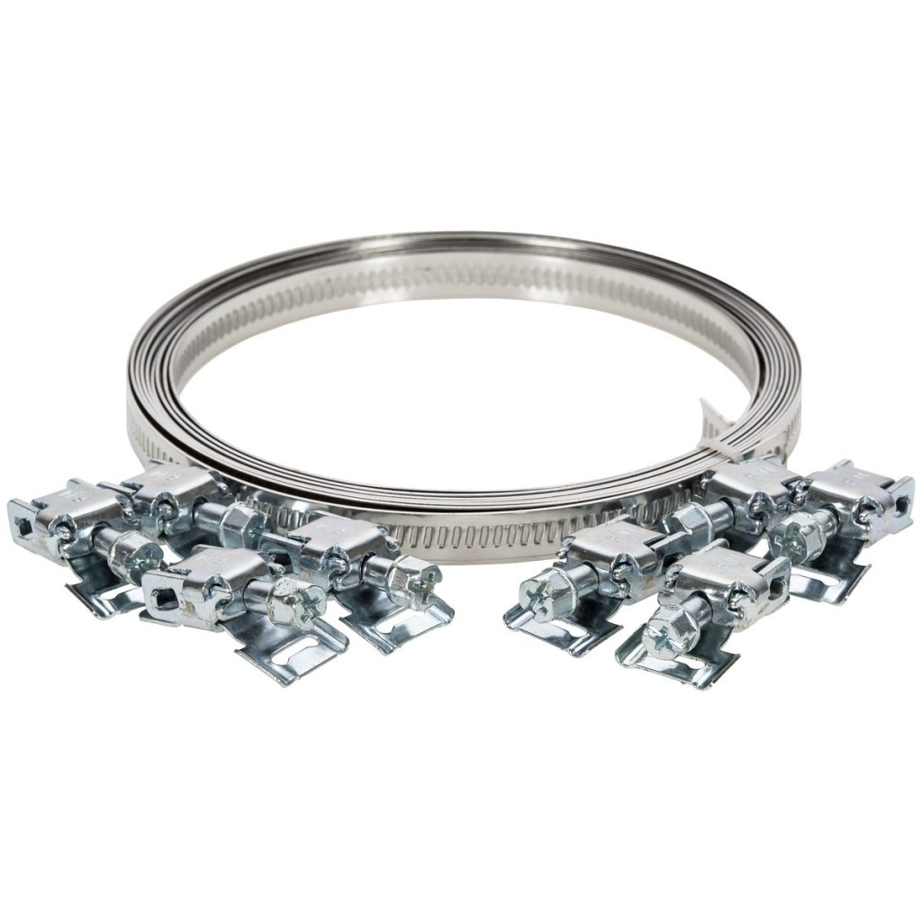 Šļūtenes skavas rullis 9,0×0,6mm 3m + šļūtenes skavas slēdzenes 8 gab.