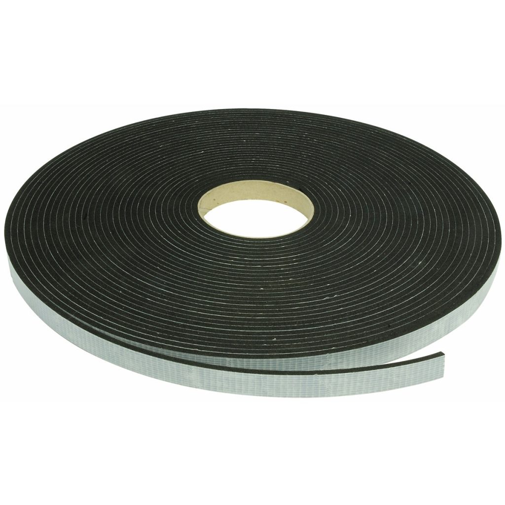 Gumijas izolācijas lenta 4 × 15 mm, 20 m, melna