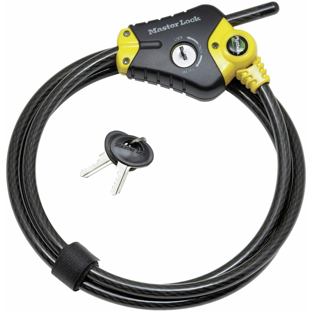 Bloķēšanas trose 10 mm/1,8 m regulējama ar atslēgu