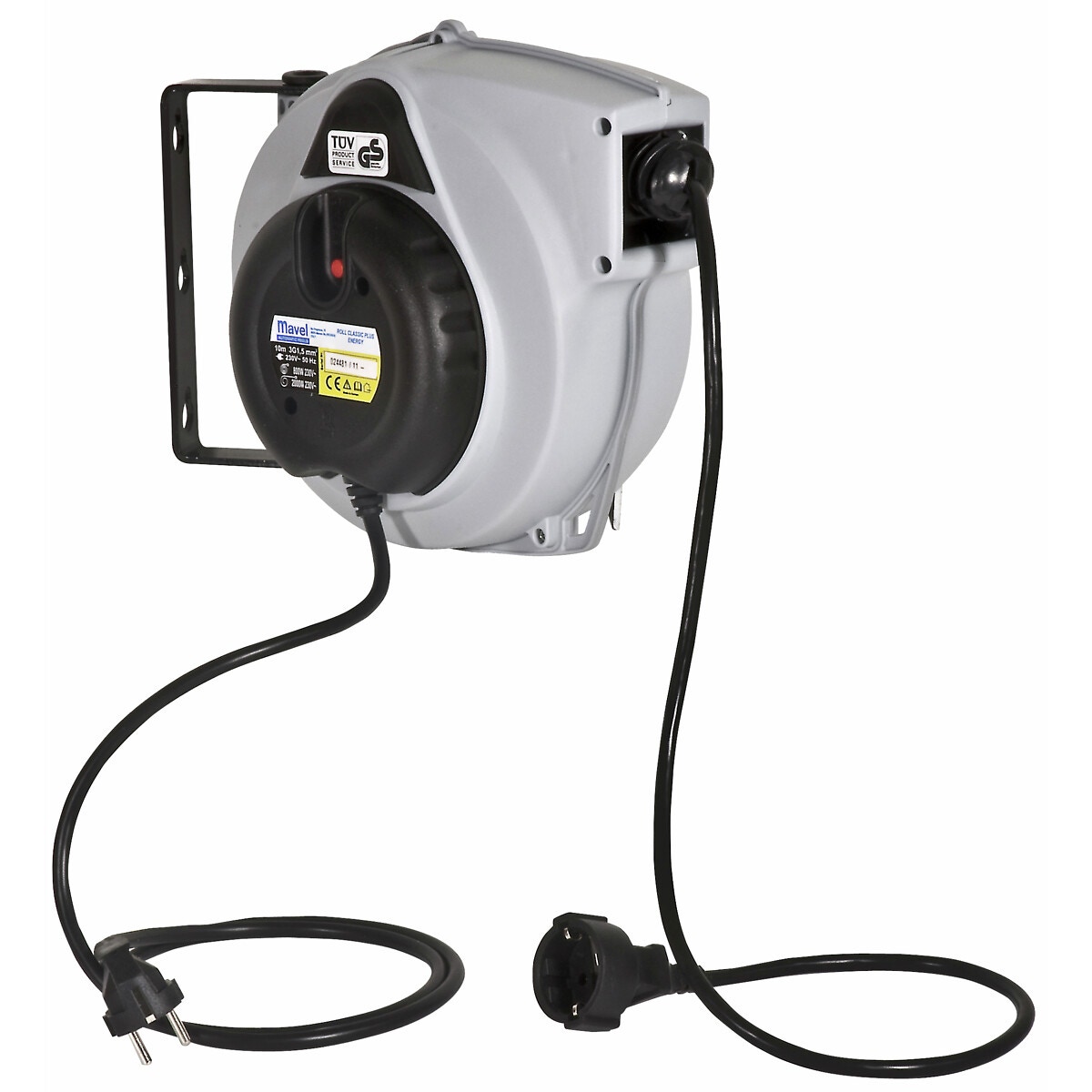 Izvelkamais kabeļa rullis 10 m pvc ip24