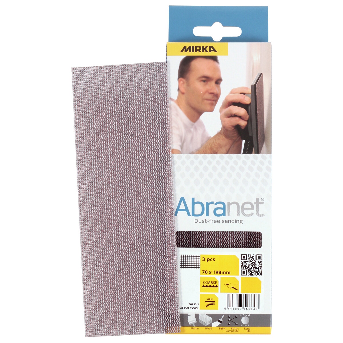 Smilšpapīrs 70x198mm p240 abranet 3 gab.