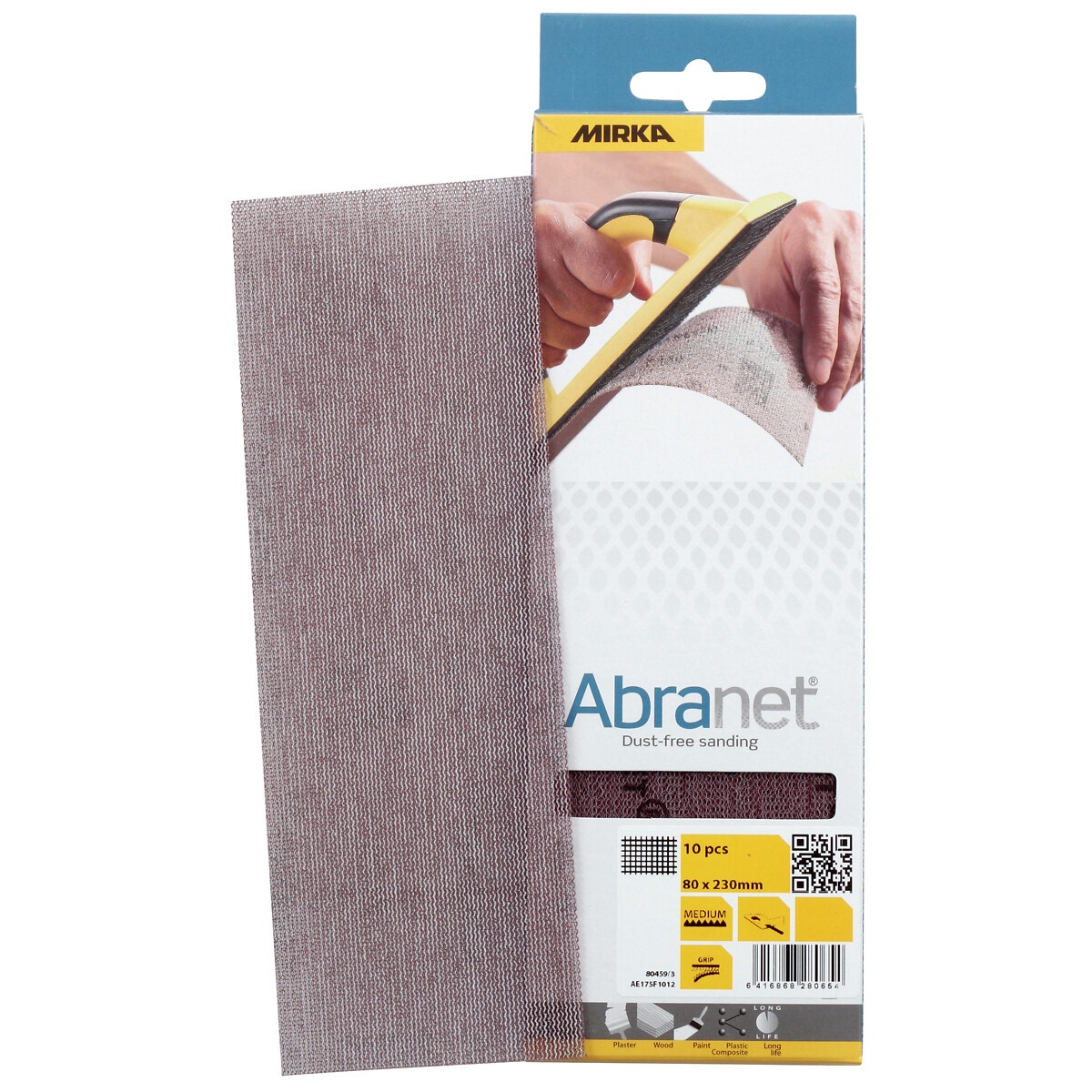 Smilšpapīrs 80x230mm p240 abranet 10 gab.