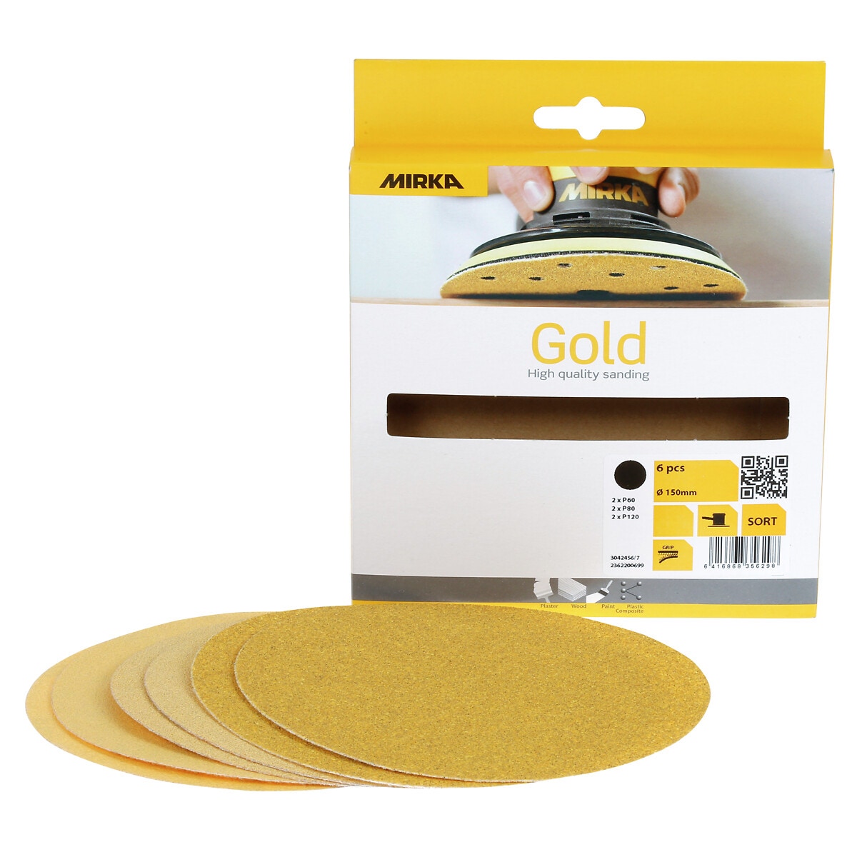 Slīpēšanas disks 150 mm zelta asorti 6gab.