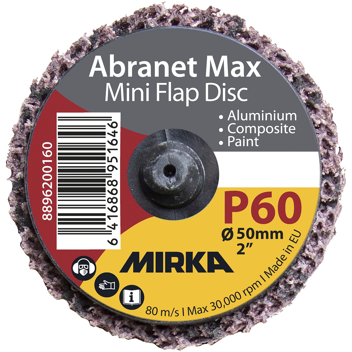 ABRANET MAX MINI LĀPSTIŅDISKS P60 50 MM AR ĀTRU FIKSATORU 2 GAB.