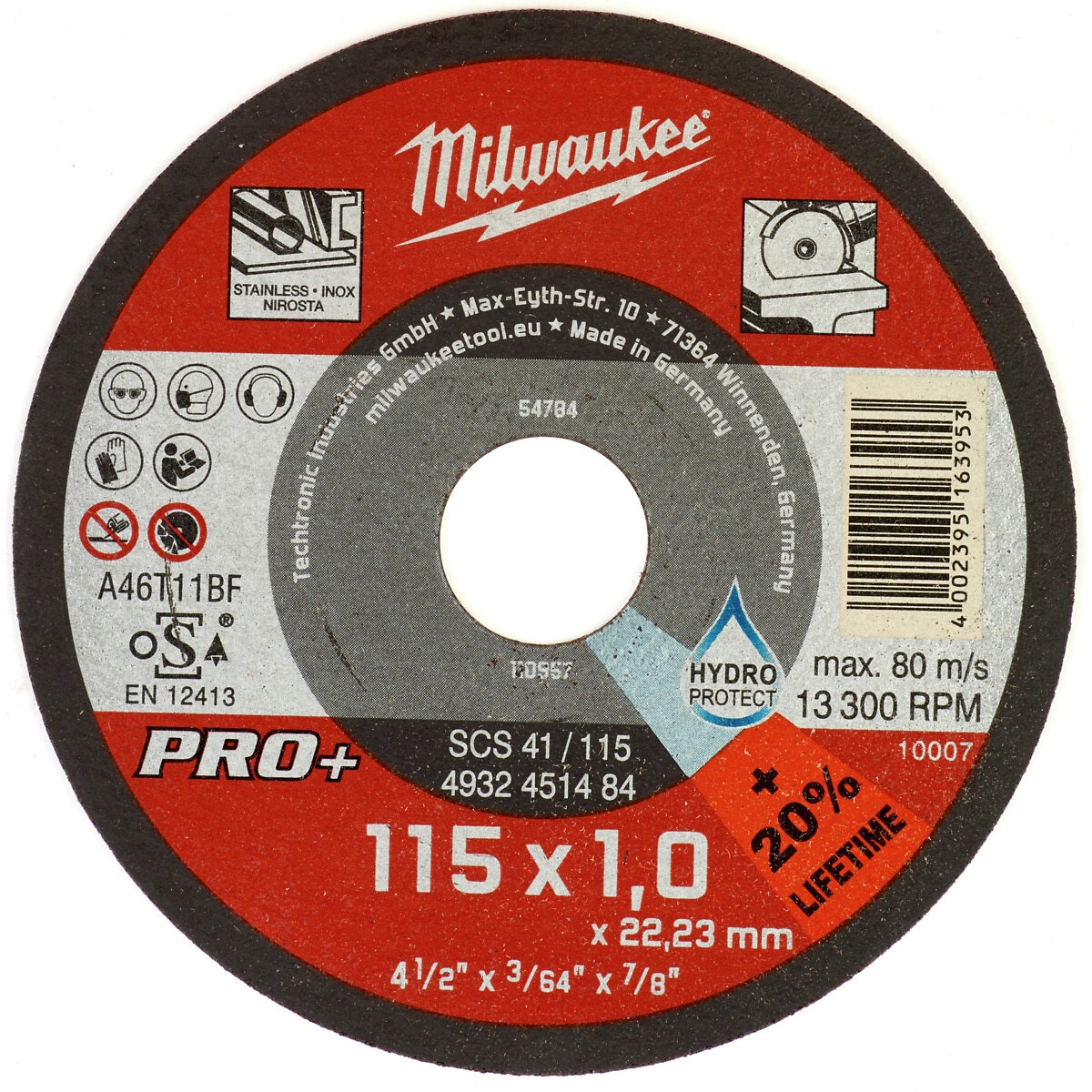 Griešanas ripa 115×1,0x22,2mm pro+ scs 41 inox
