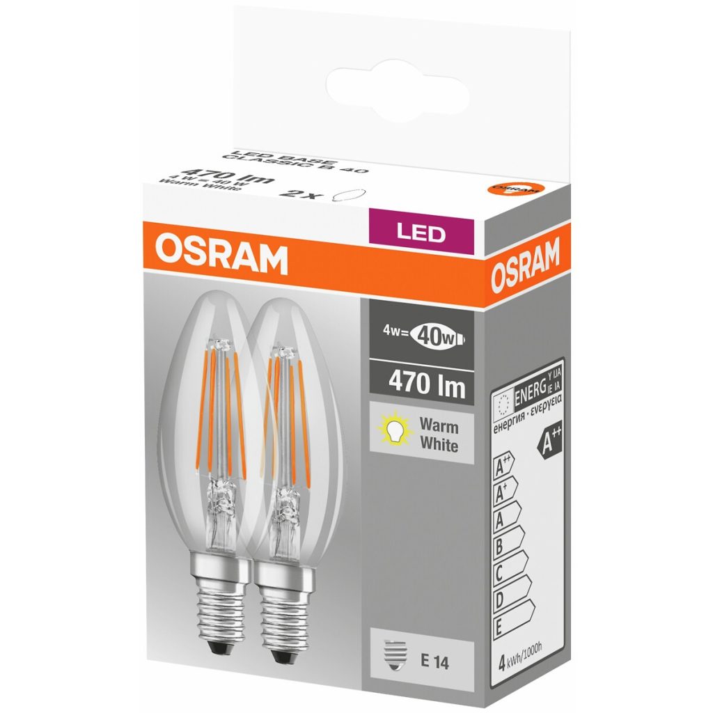 Led kvēlspuldze 4w/827 e14 LED retrofit b40 2gab