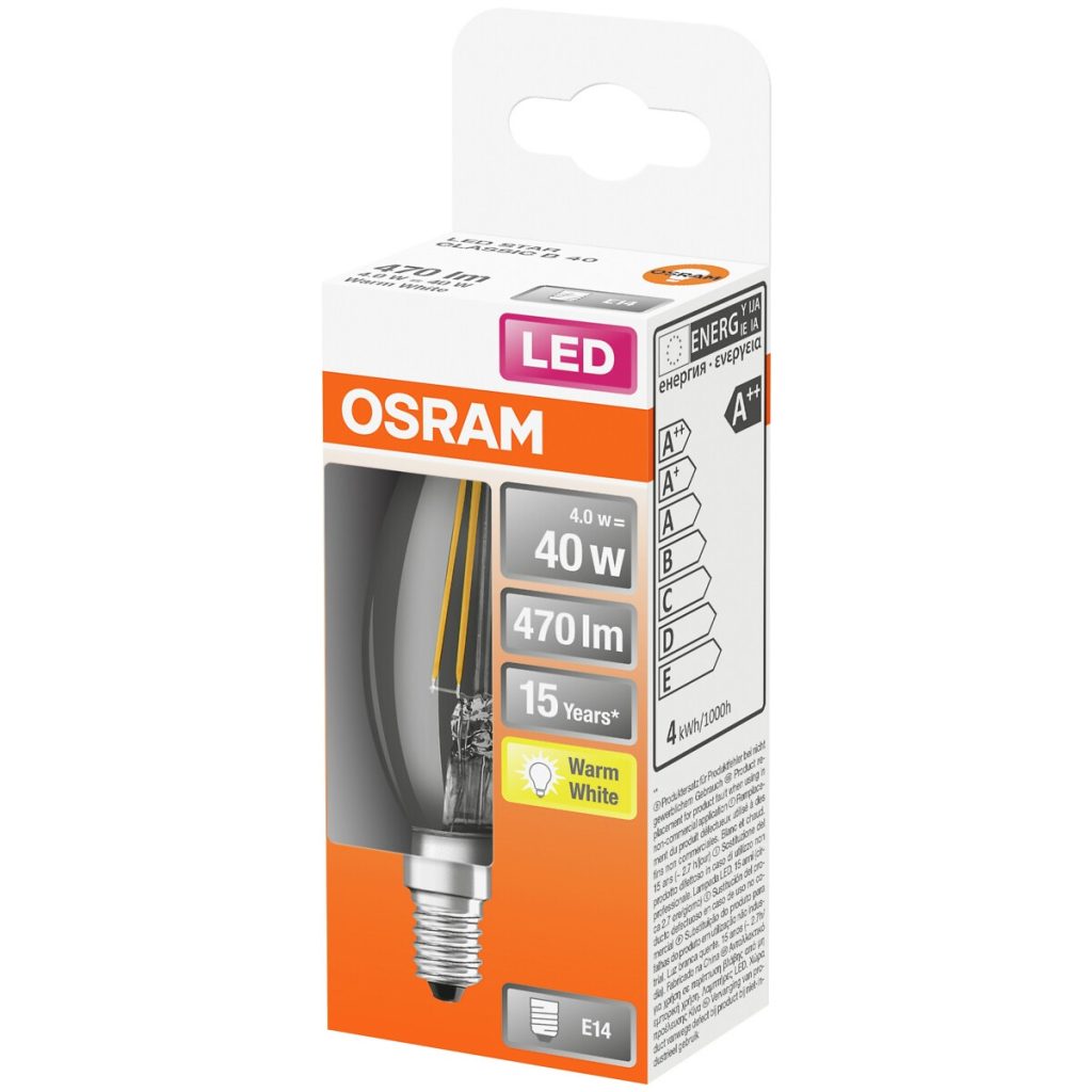 Led zvaigzne classic b caurspīdīgs 40 bez apgaismojuma 4w/827 e14
