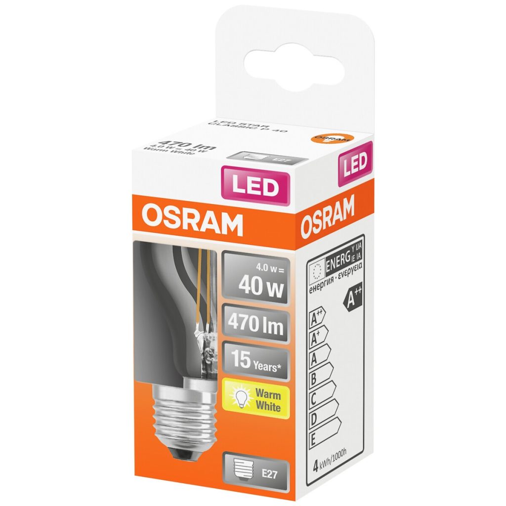 Led zvaigzne classic p caurspīdīgs 40 bez apgaismojuma 4w/827 e27