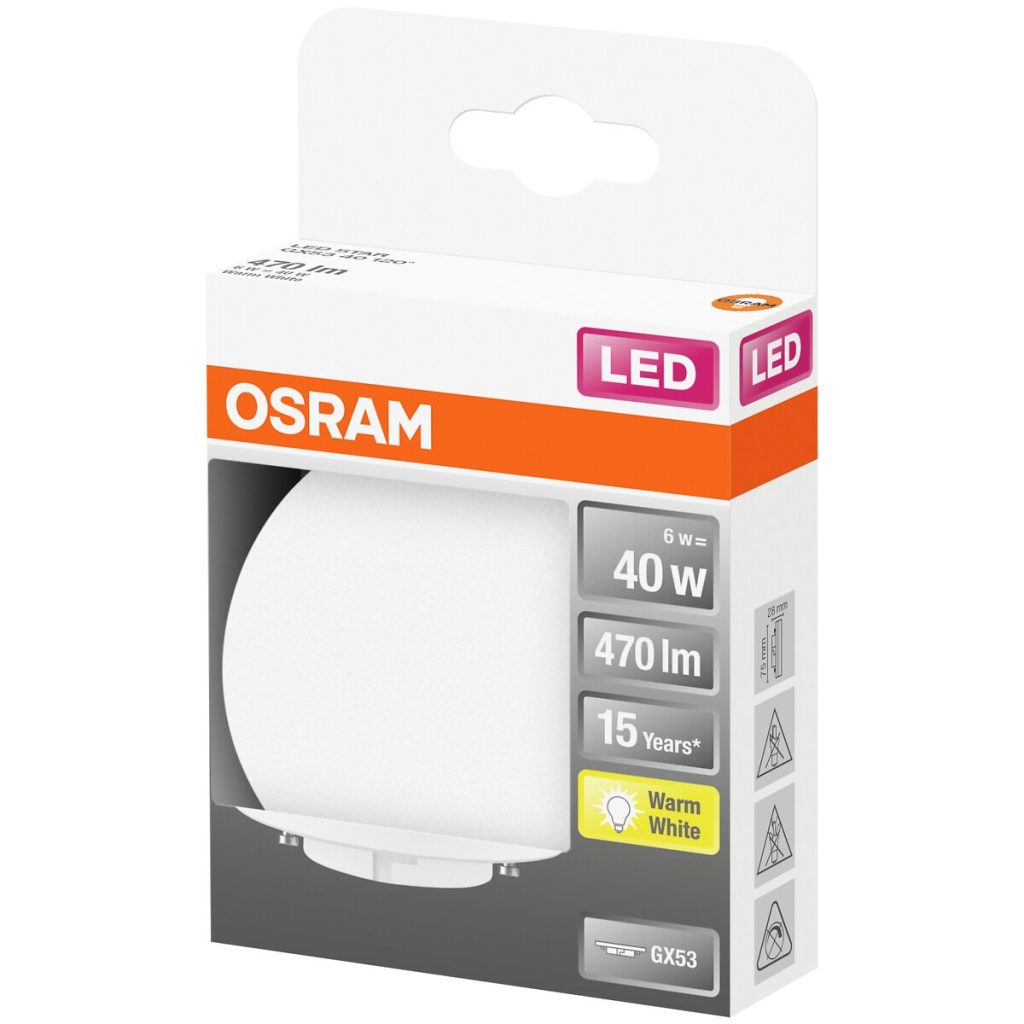 Led lampa gx53 40 bez apgaismojuma 100degr. 6w/827 gx53