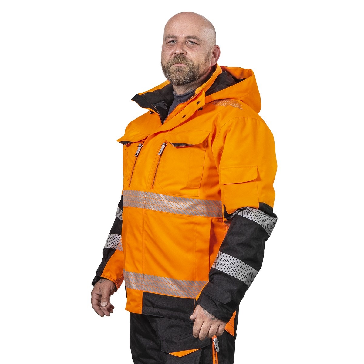 Ziemas jaka l anton fl.orange/melns cl2