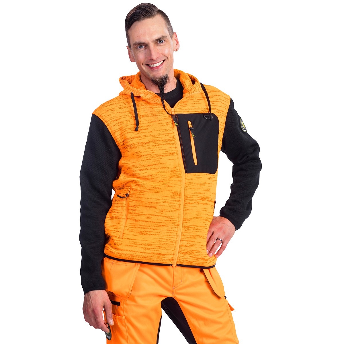 Trikotāžas flīsa jaka 3xl indium orange/melns
