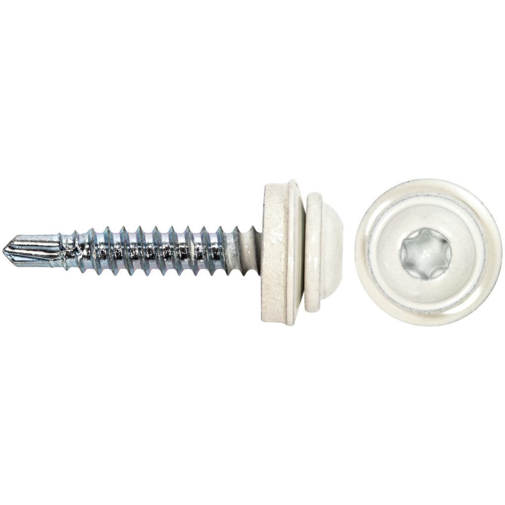 Skārda skrūve 4,2×25 a2 100gab balts/ral9010