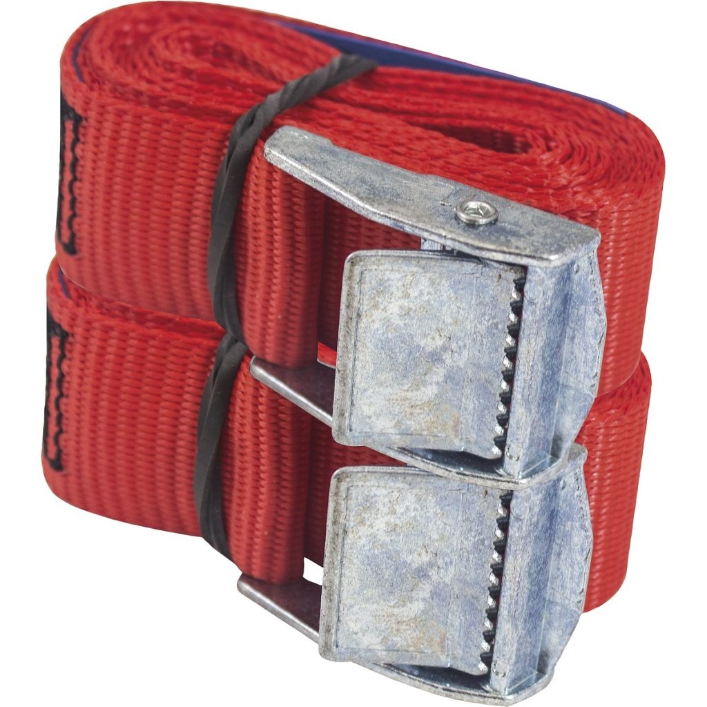 Stiprinājuma jostas ar sprādzi (cambuckle) 300 kg, 2,5 m × 20 mm, 2 gab. komplekts